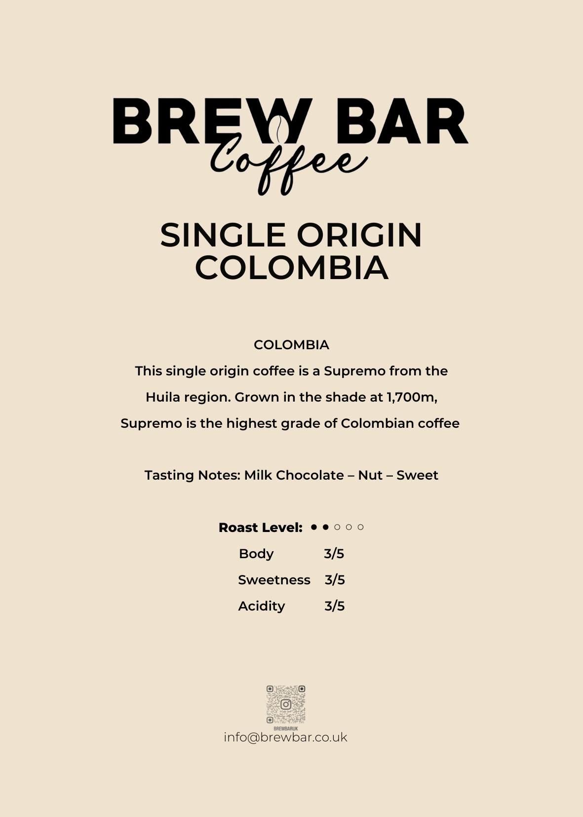 Brew Bar Columbian Coffee 250g