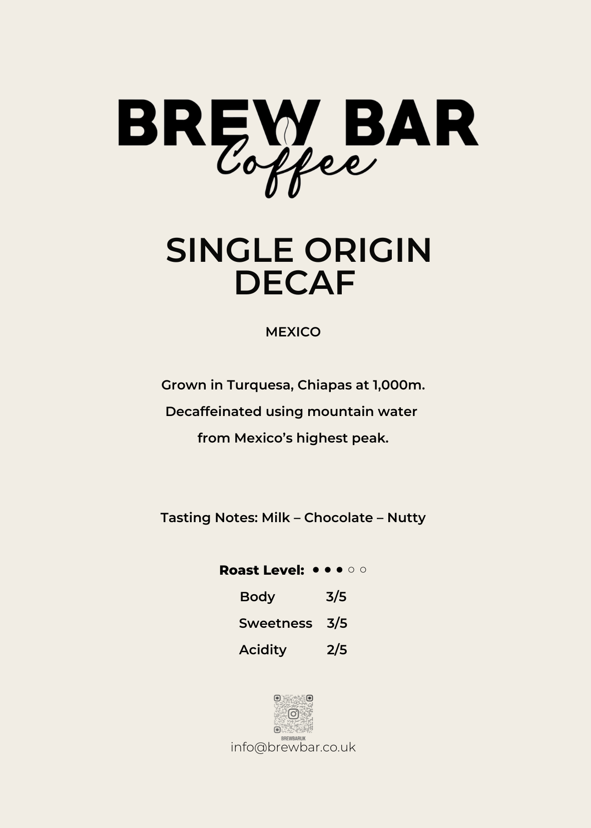 Brew Bar Decaf Coffee 250g
